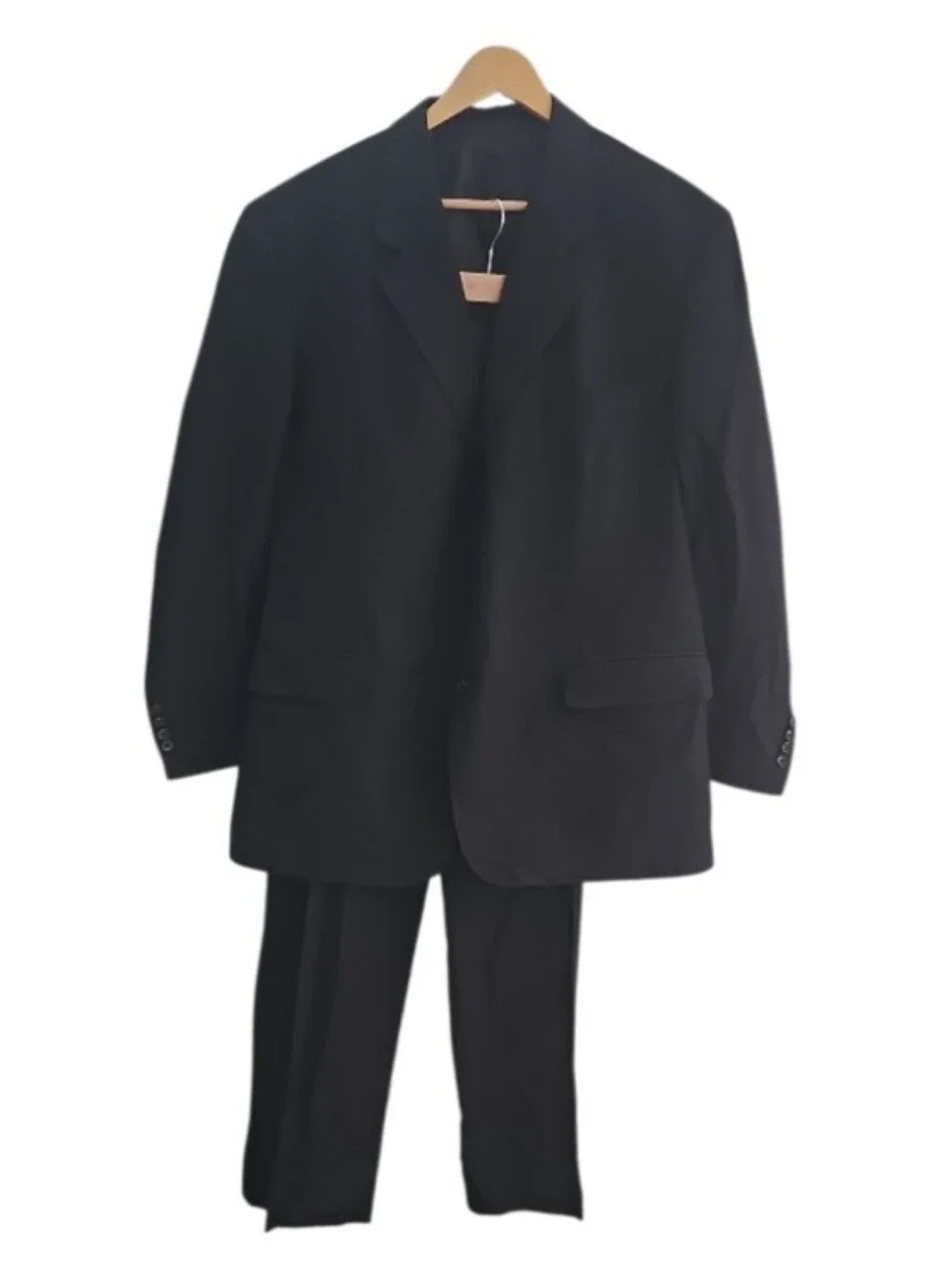 Kilburne & Finch Pinstripe 2 pc Suit Men 46R 41W Black Business Wedding Formal